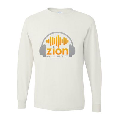 Picture of Dri-Power Long Sleeve T-Shirt - White - Logo Text Drop