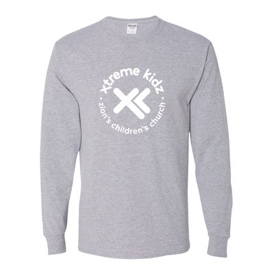 Picture of Youth Dri-Power Long Sleeve T-Shirt - Athletic Heather - Logo Text Drop