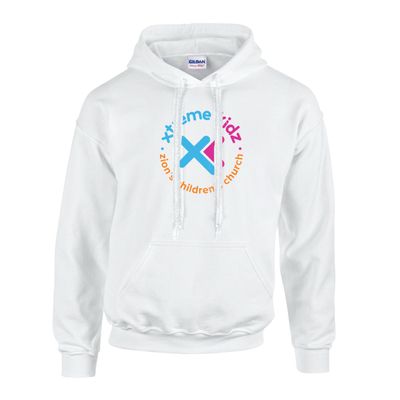 Picture of Fleece Hoodie - White - Logo Text Drop