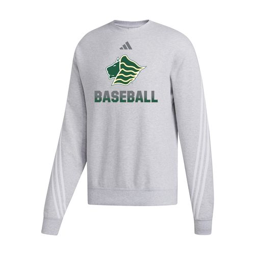 Picture of Women's Cropped 3-Stripe Crew  - medium grey heather