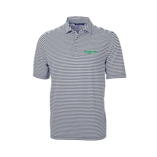 Picture of C&B Virtue Eco Pique Stripe Recycled Mens Polo - White Navy
