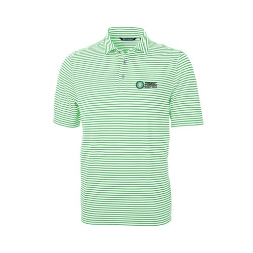 Picture of C&B Virtue Eco Pique Stripe Recycled Mens Polo - White Kelly
