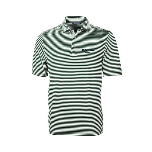 Picture of C&B Virtue Eco Pique Stripe Recycled Mens Polo - white hunter