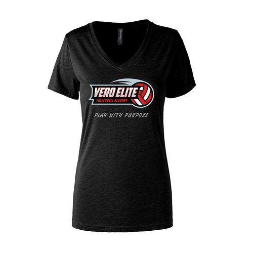 Picture of Women's Semi- Fitted Premium V- Neck T-Shirt  - black