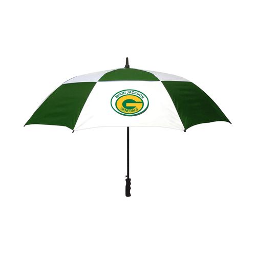 Picture of 60" Vented Fiberglass Shaft Golf Umbrella - white green