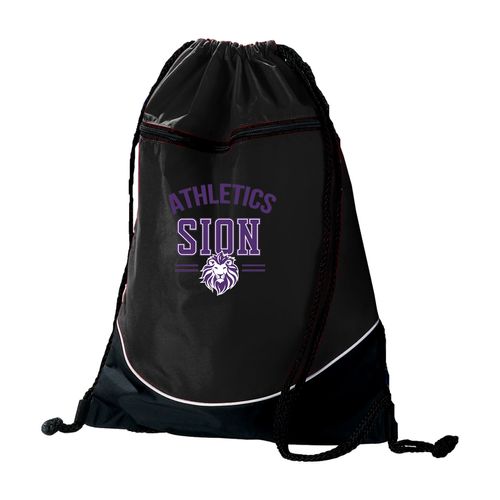 Picture of Augusta Tri-Color Drawstring Backpack - black white