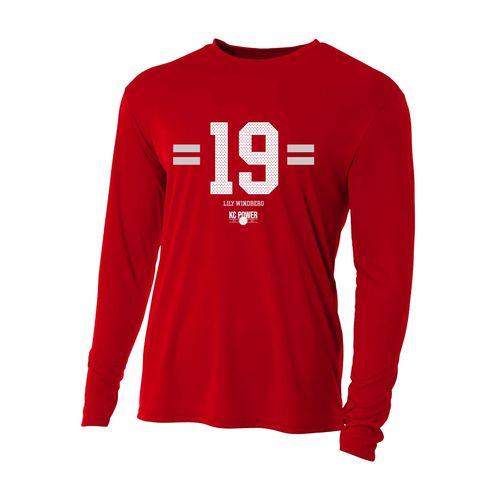 Picture of Youth Long Sleeve Performance Shirt - scarlet