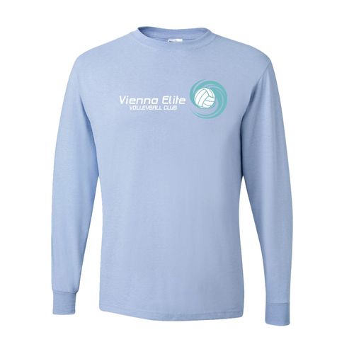 Picture of Dri-Power Long Sleeve T-Shirt - Light Blue - Logo Text Drop