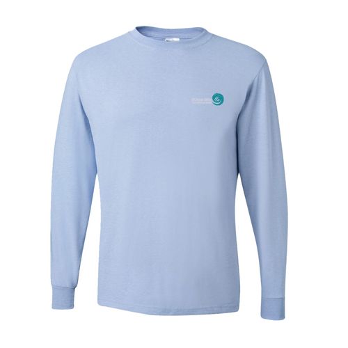 Picture of Dri-Power Long Sleeve T-Shirt - Light Blue - Embroidery Text Drop