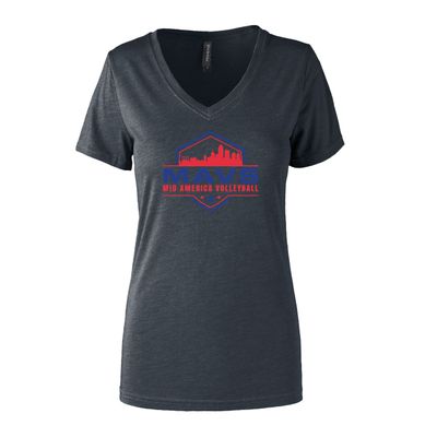 Picture of Women's Semi- Fitted Premium V- Neck T-Shirt  - Charcoal Heather