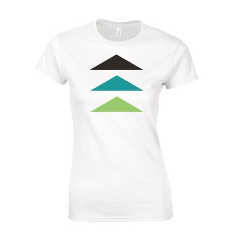 Picture of Women's Semi-Fitted Classic T-Shirt  - White - Logo Text Drop