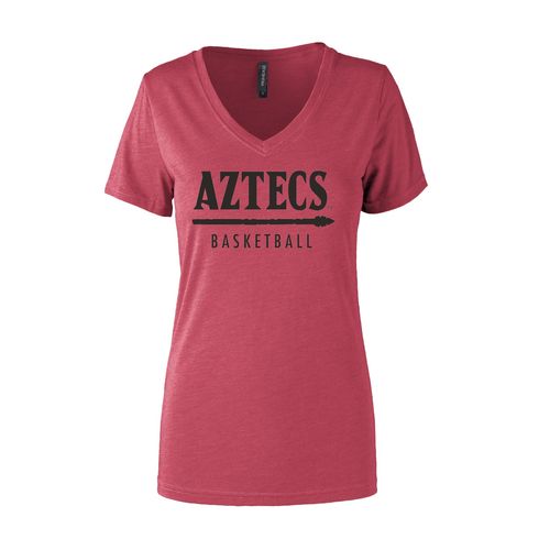 Picture of Women's Semi- Fitted Premium V- Neck T-Shirt  - Red Heather