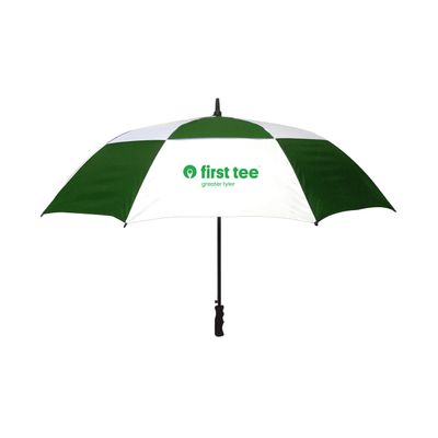 Picture of 60" Vented Fiberglass Shaft Golf Umbrella - White Green
