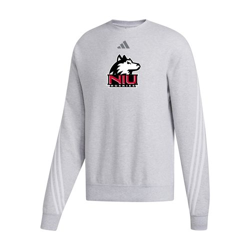 Picture of NIU Logo - Adidas - Women's Cropped 3-Stripe Crew  - medium grey heather