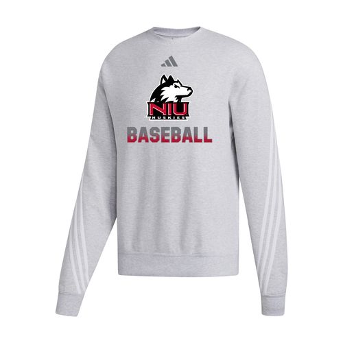 Picture of NIU Logo - Adidas - Women's Cropped 3-Stripe Crew  - medium grey heather