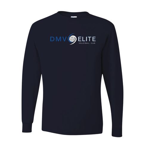 Picture of Dri-Power Long Sleeve T-Shirt - Navy - Logo Text Drop