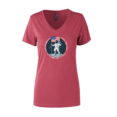 Picture of Women's Semi- Fitted Premium V- Neck T-Shirt  - Red Heather