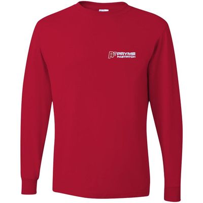 Picture of Youth Dri-Power Long Sleeve T-Shirt - True Red - Embroidery Text Drop