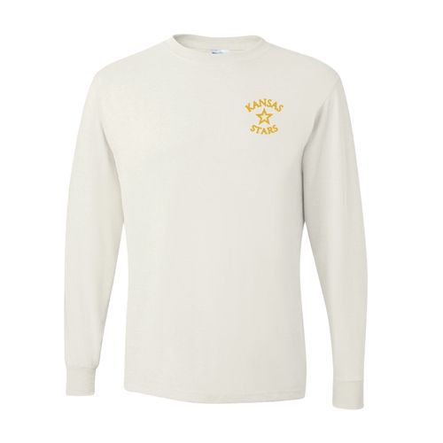 Picture of Dri-Power Long Sleeve T-Shirt - White - Embroidery Text Drop