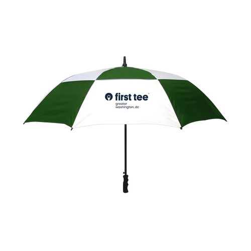 Picture of 60" Vented Fiberglass Shaft Golf Umbrella - white green